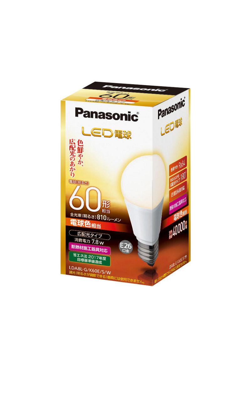概要 LED電球 7.8W（電球色相当） LDA8LGK60ESW | LED電球・蛍光灯