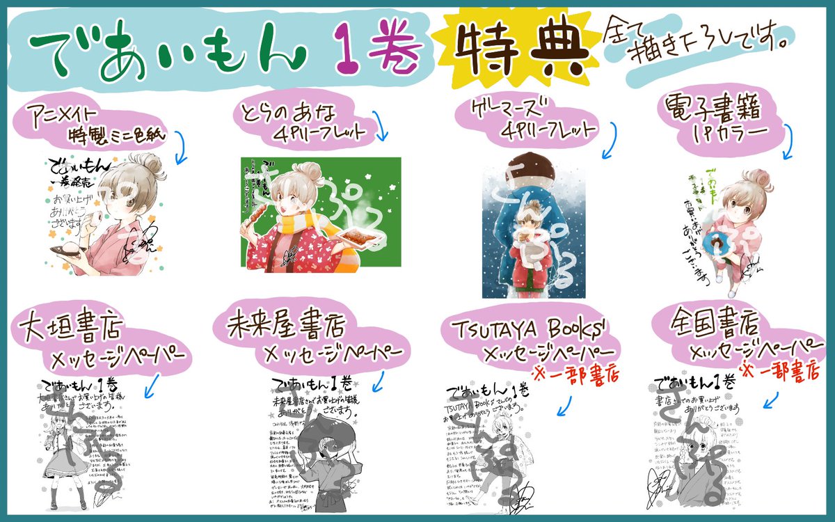 であいもん」1巻(12月3日発売)の書店特典と、直筆サイン色紙を描かせて