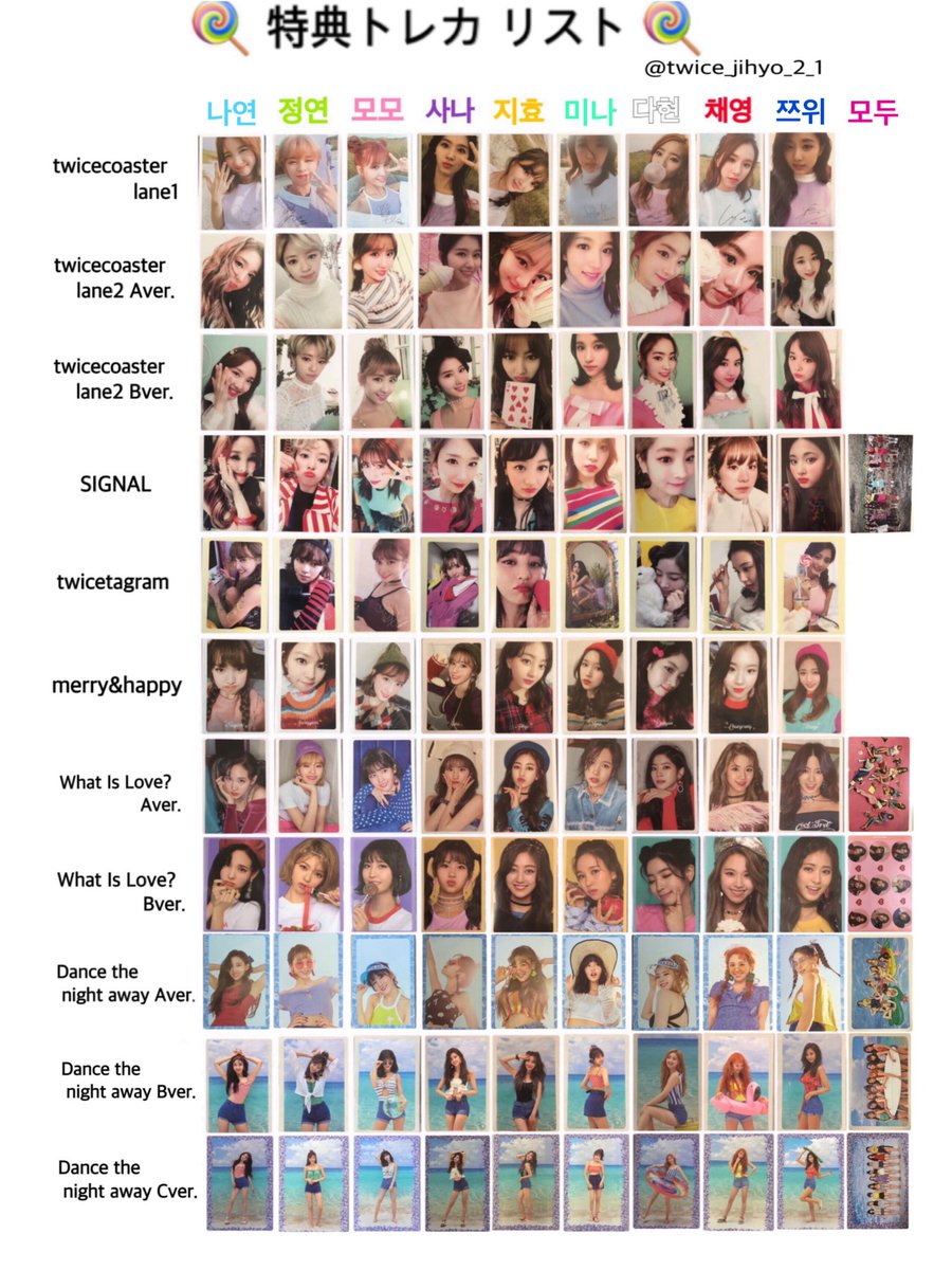 TWICE 特典トレカ リスト 更新しました!!◎ 保存⇒RT+いいね(お気持ち