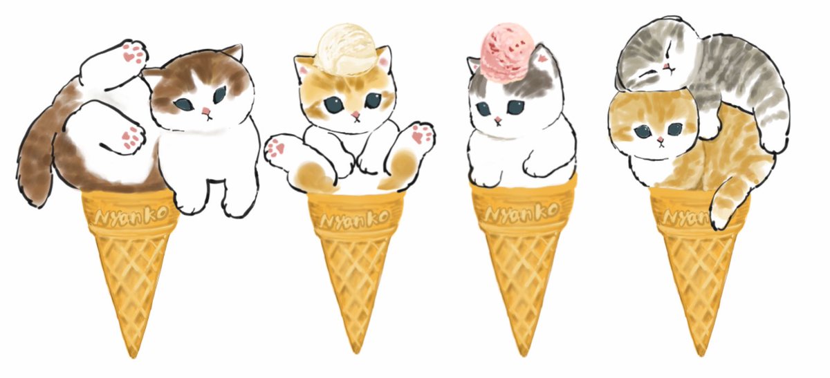 アイスクリームコーン猫イラストスケートボード アイスクリームコーン