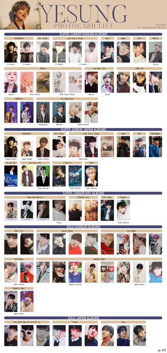 ✎イェソンさんのトレカ一覧✎ SUPERJUNIOR、K.R.Y、ソロ、DVD