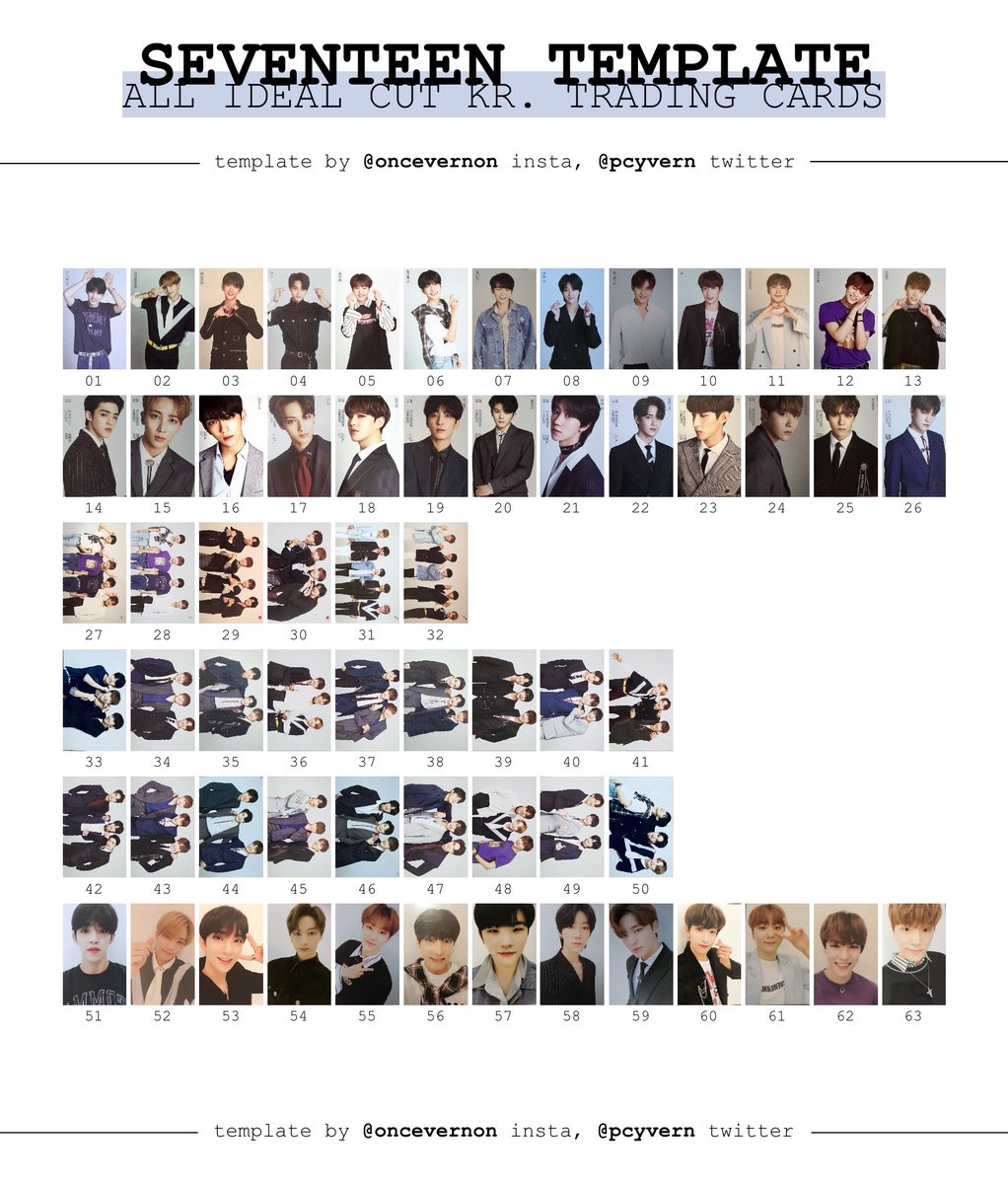 full trading card templates for ideal cut korea, ideal cut the
