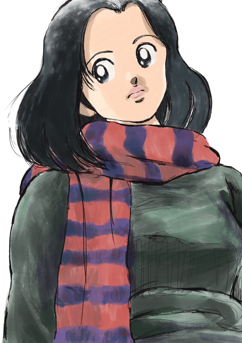 あだち充描いてみたシリーズ② もうマフラーもおしまいですね #あだち