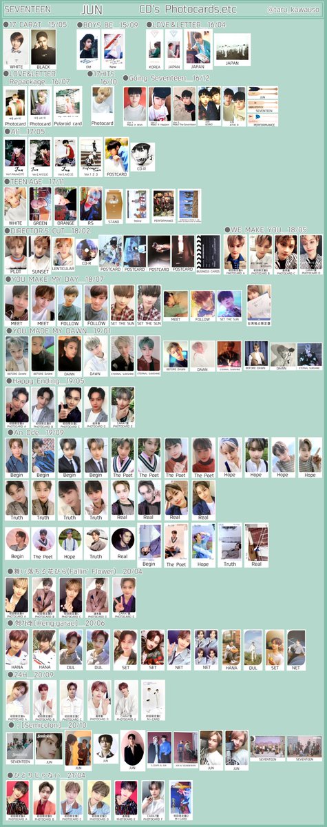 SEVENTEEN セブチ トレカ一覧 過去トレカ 歴代アルバムトレカ ジュン