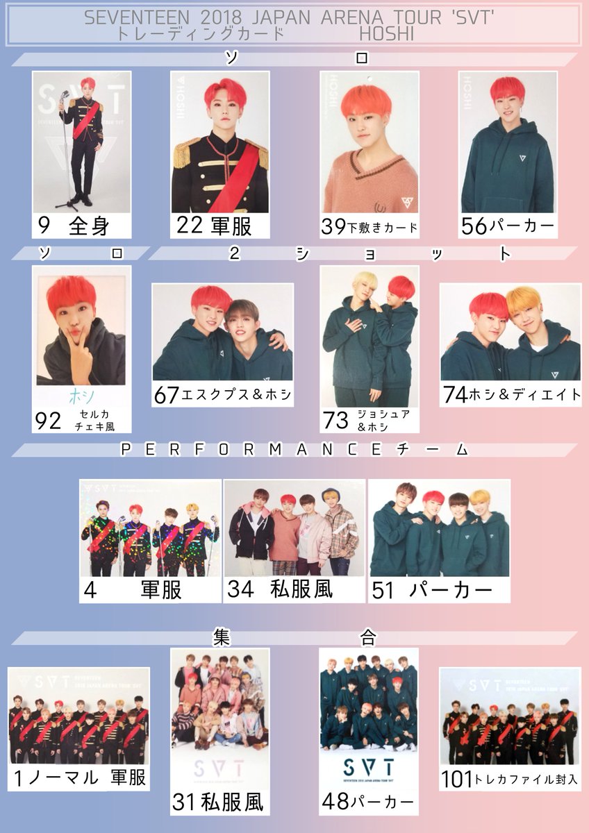 SEVENTEEN SVT セブチ ジュン ホシ ウォヌ ウジ トレカ一覧