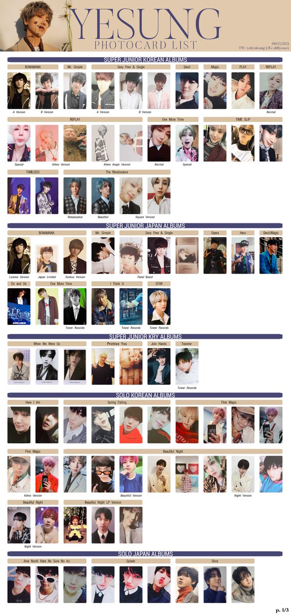 YESUNG PHOTOCARD LIST / TEMPLATE Updated 09/12/2021. Free to use