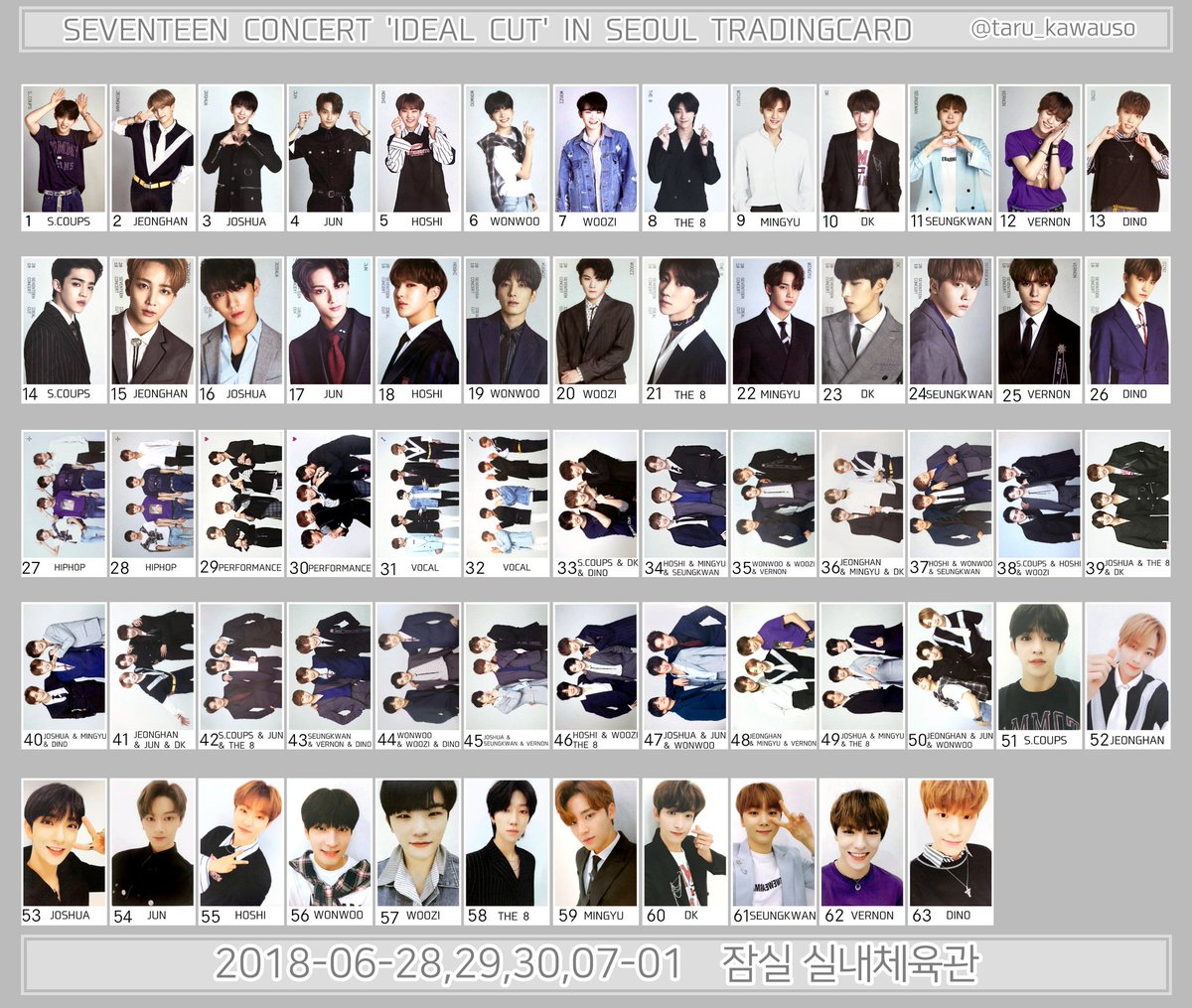 SEVENTEEN Concert Ideal Cut In Seoul Trading Card list Cr