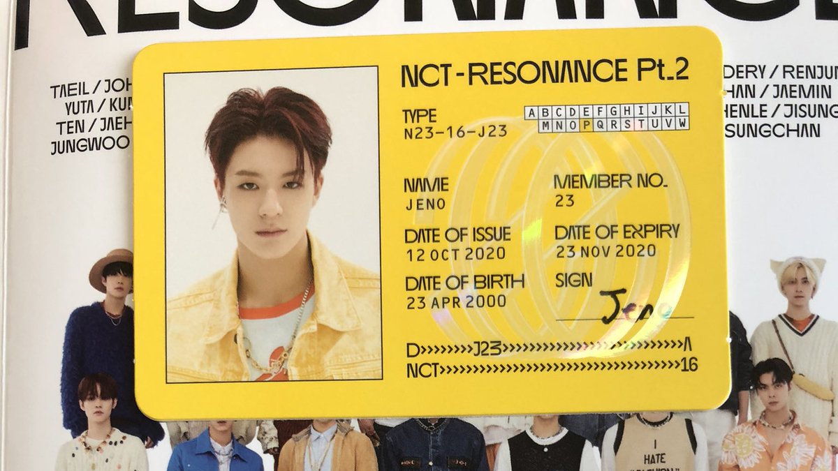 NCT 2020 Resonance Pt.2 Departure Ver. - JENO photocard/id card