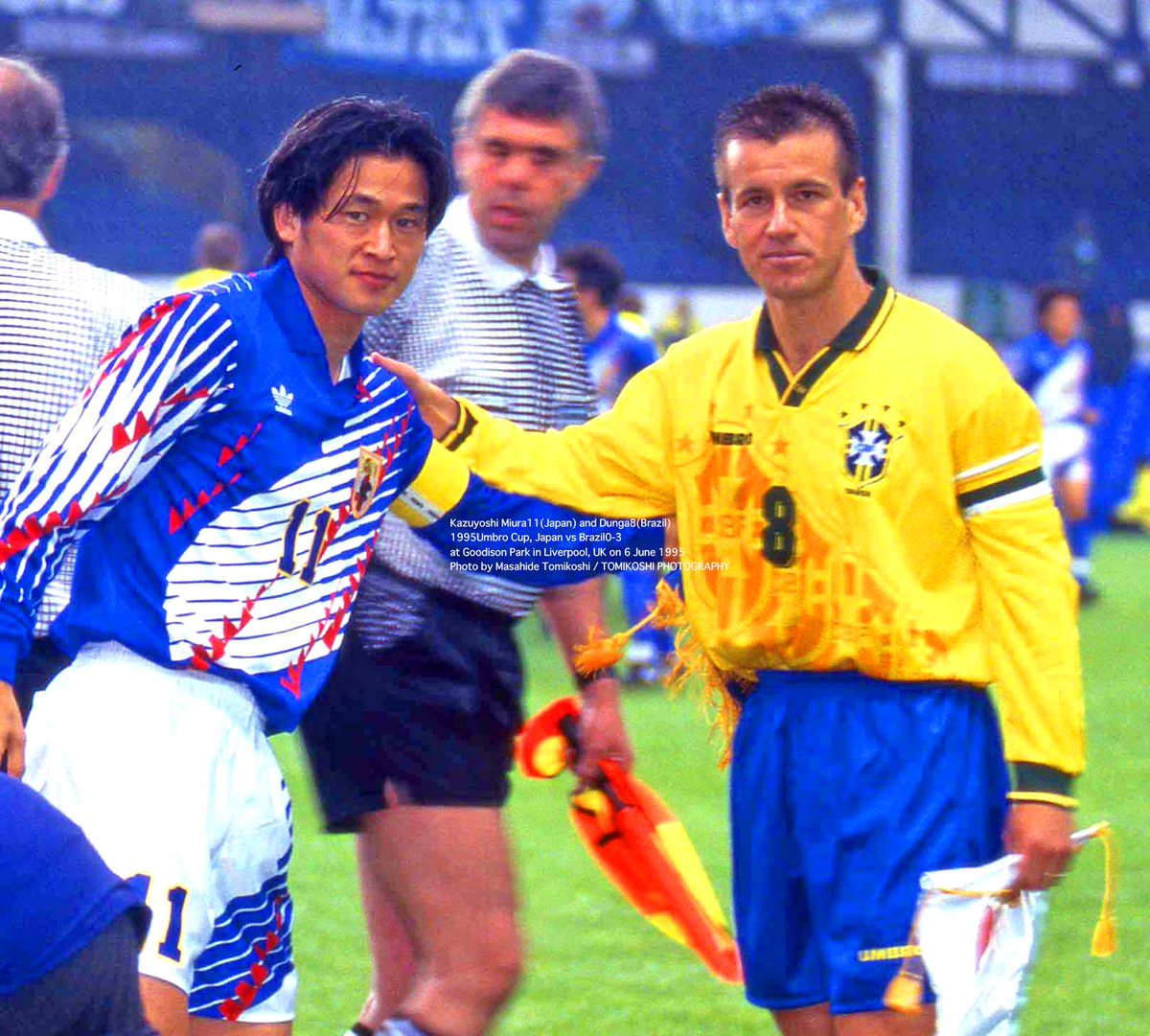 Kazuyoshi Miura11(Japan) and Dunga8(Brazil) 1995 Umbro Cup, Japan
