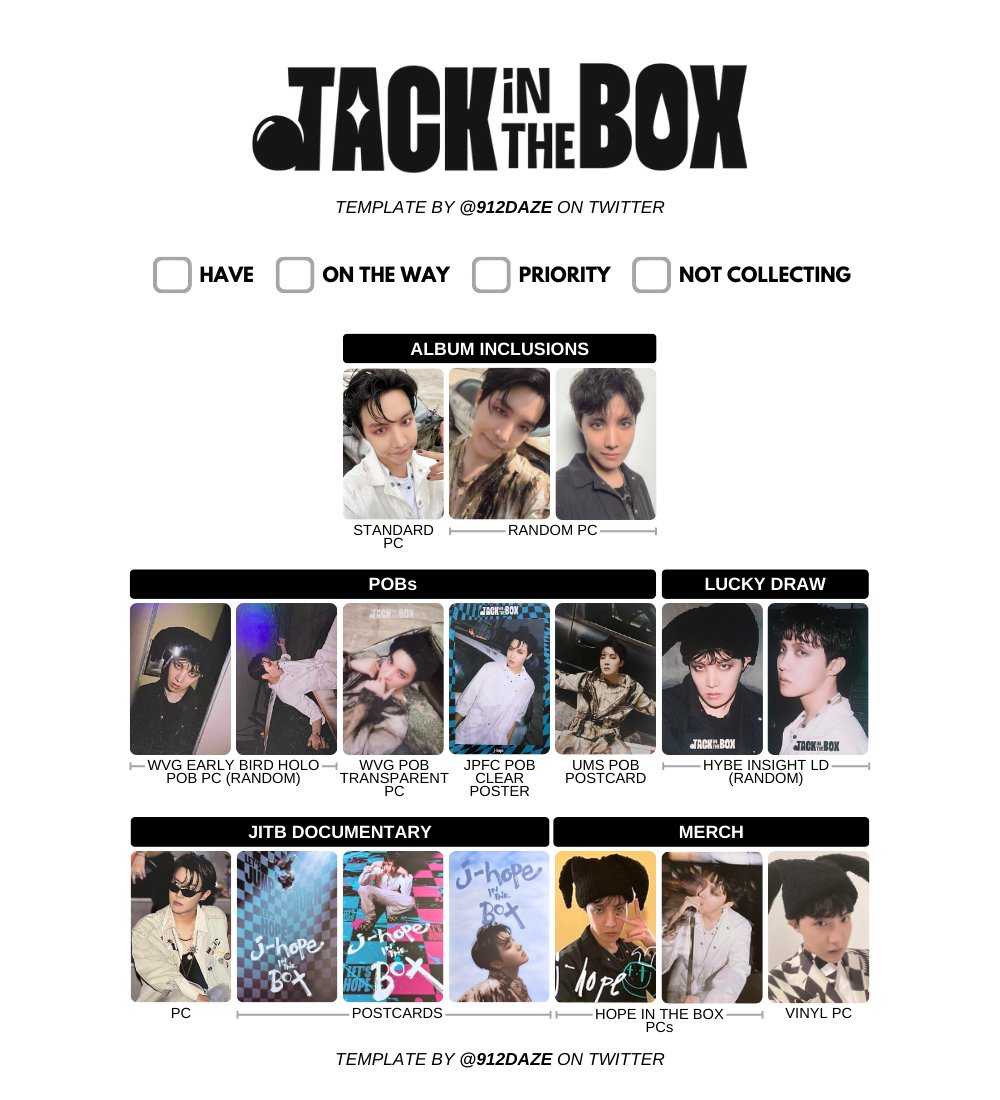 BTS J-HOPE HOBI JACK IN THE BOX PC PHOTOCARD WISHLIST TEMPLATES