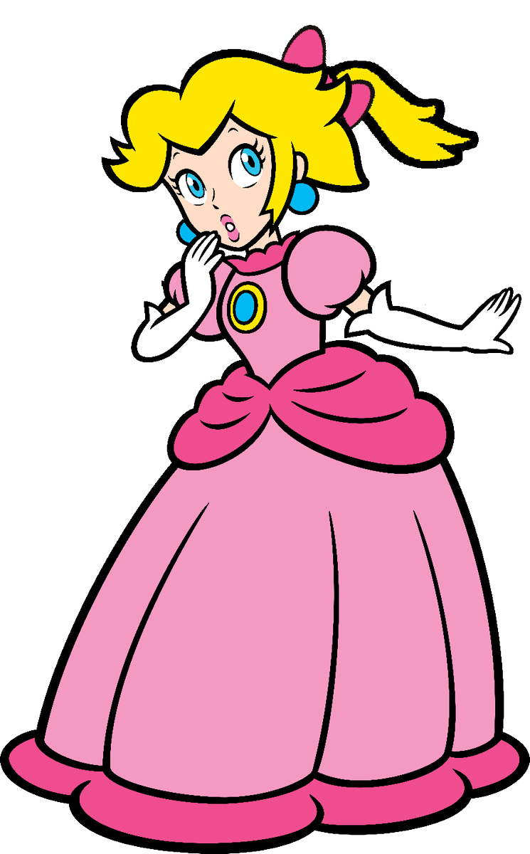 ピーチ姫様の公式の単純な線のアートワークの改変でのポニーテール