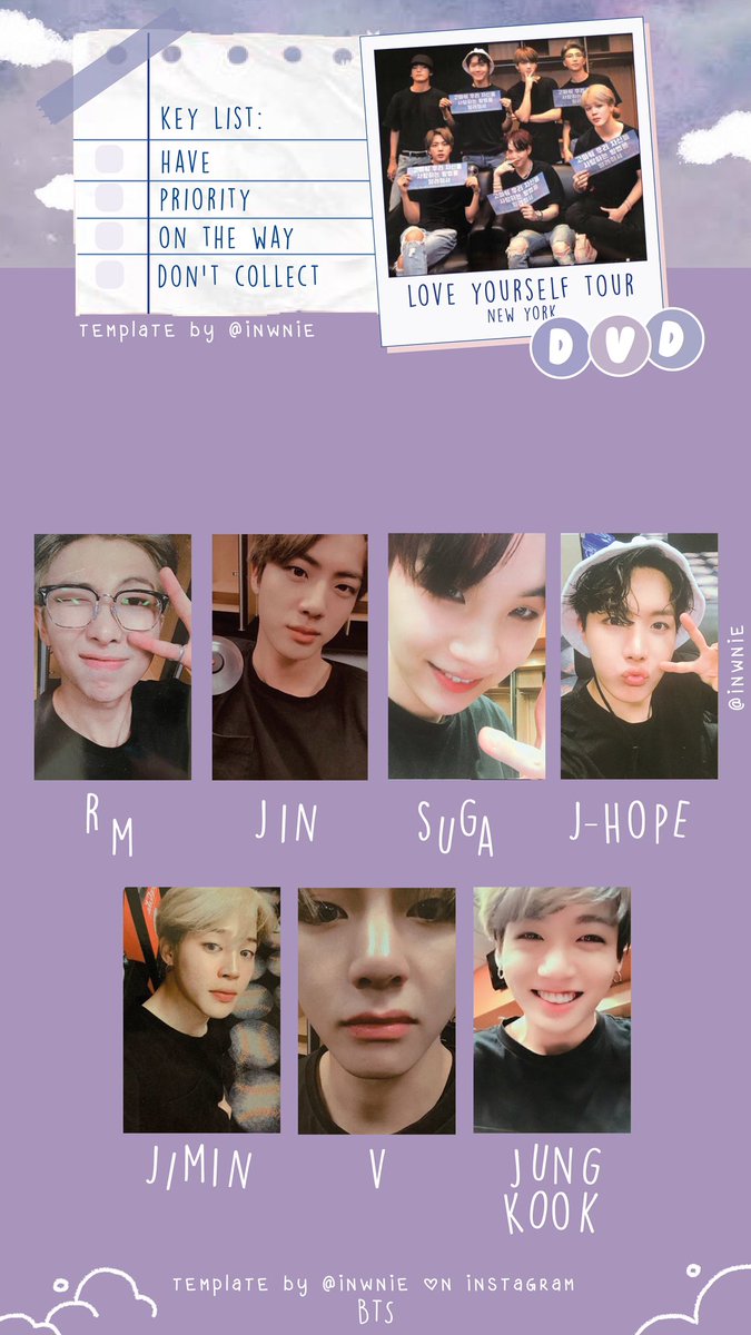 bts love yourself new york tour photocard templates dvd and bluray