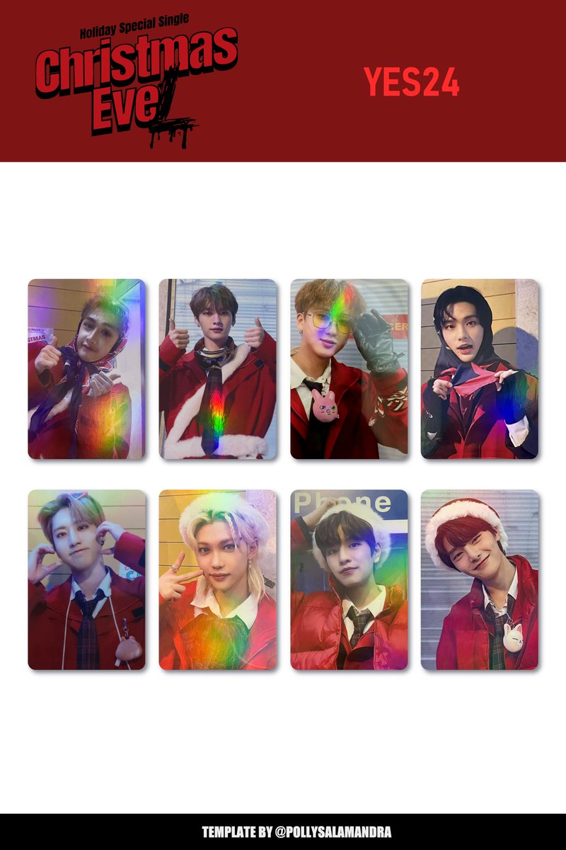 🎄[ CHRISTMAS EVEL ] Stray Kids photocard template YES24 POB: Bang