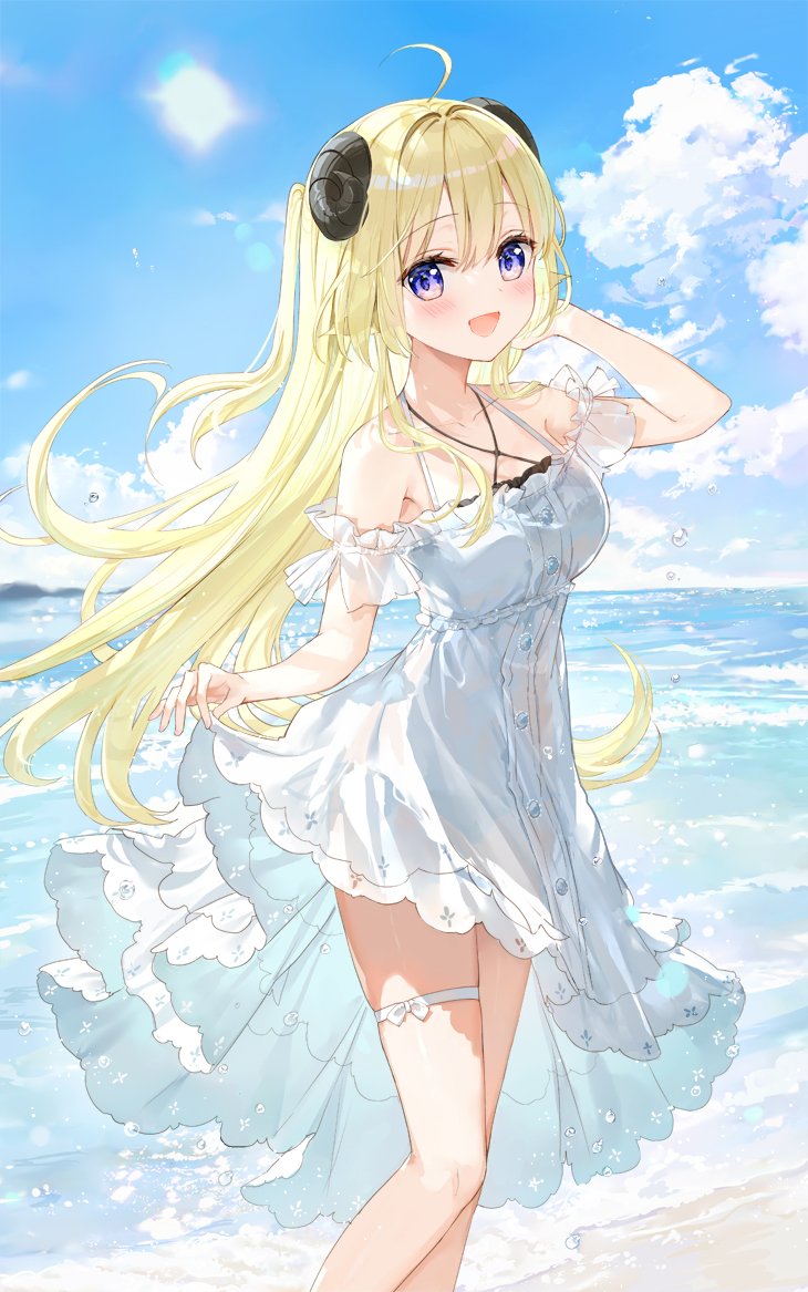 白ワンピースのわためちゃん #つのまきあーと