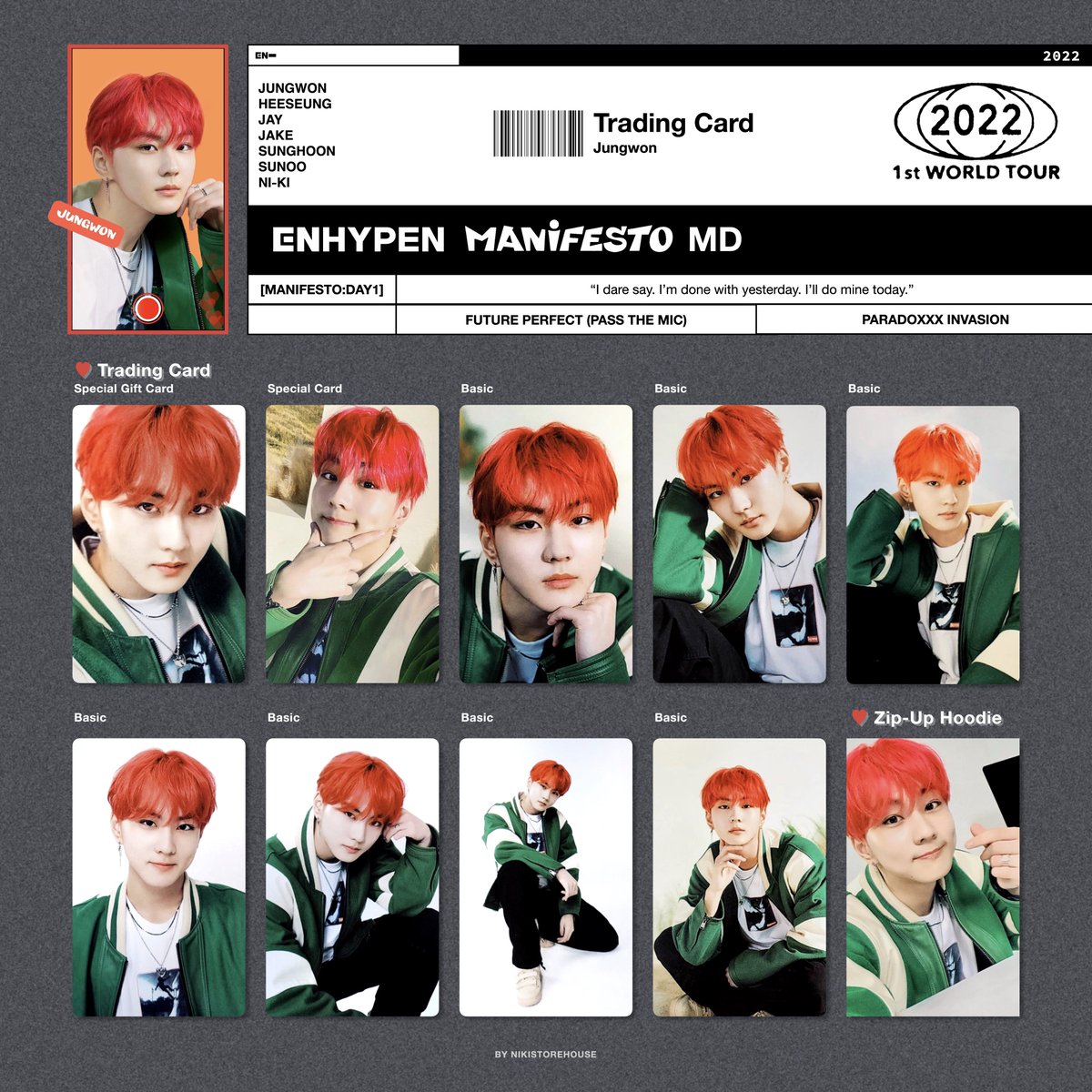 엔하이픈 트레카 매니페스토: 데이원 ENHYPEN Merch Photocard List