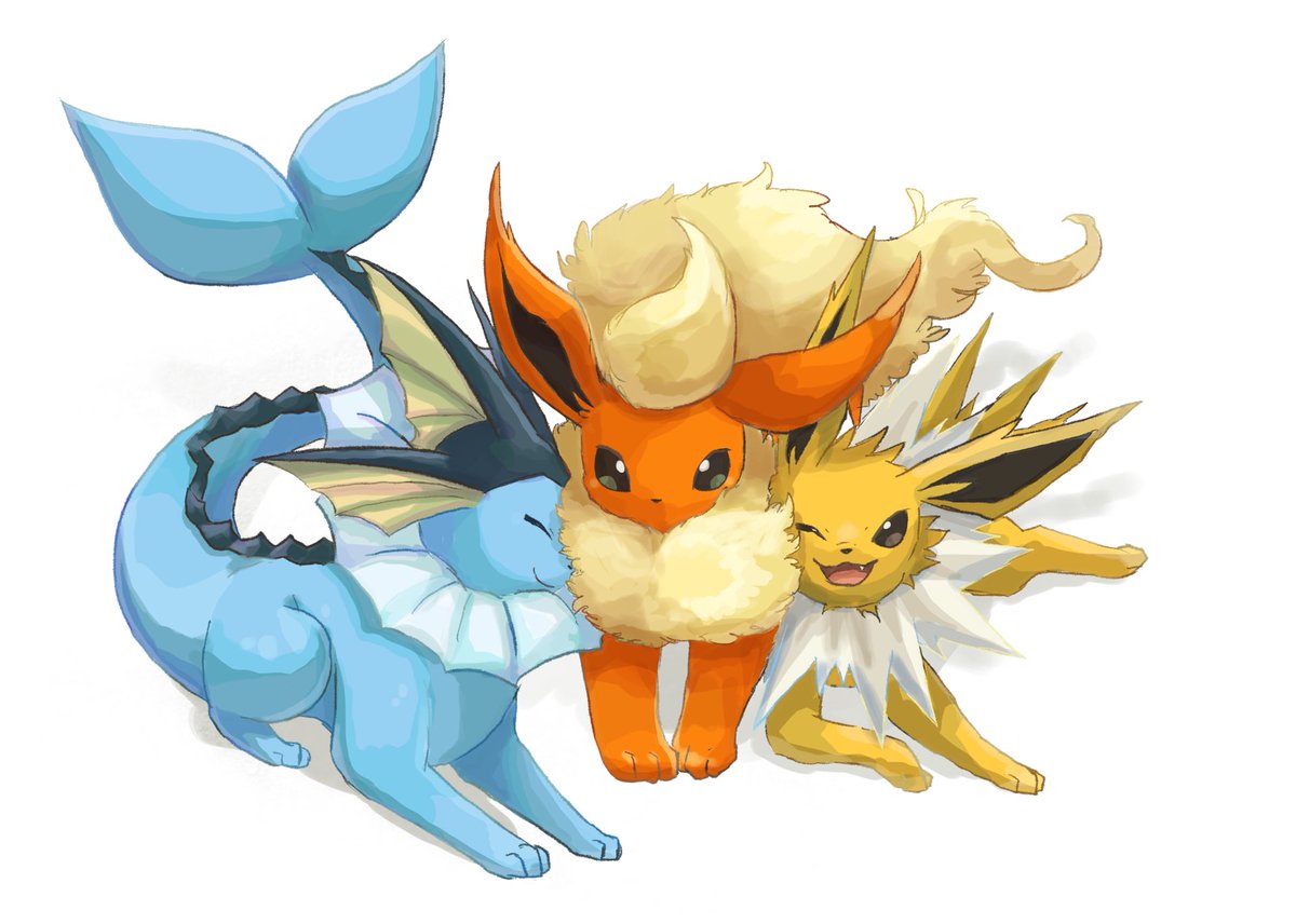 ブースター ,シャワーズ 「もふっ 」|天草のイラスト