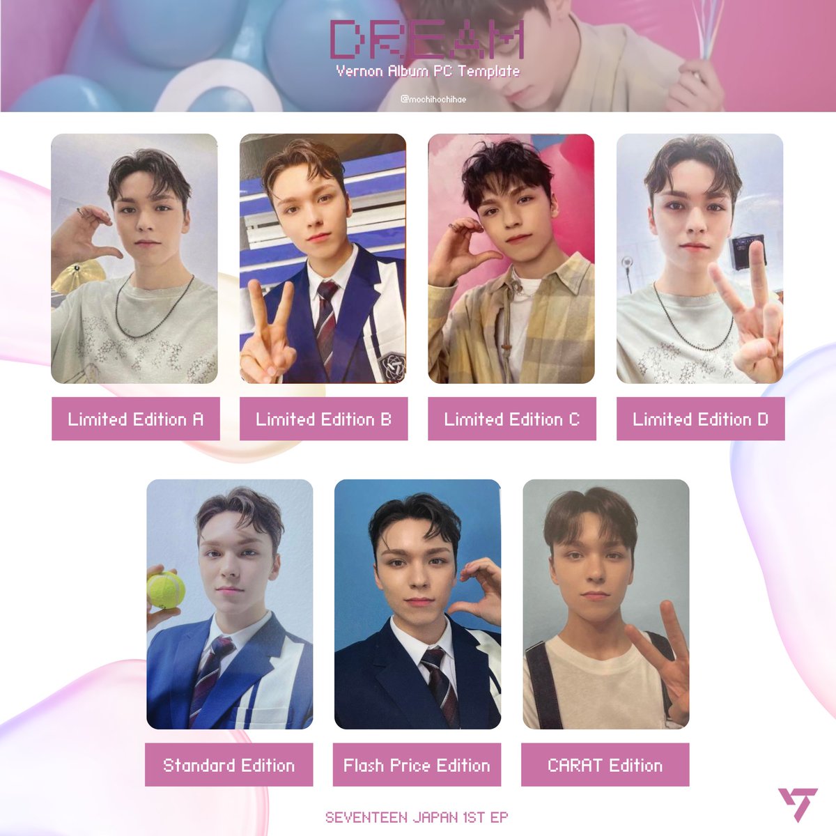 seventeen japan 1st ep dream — vernon photocard template 🫧 세븐틴