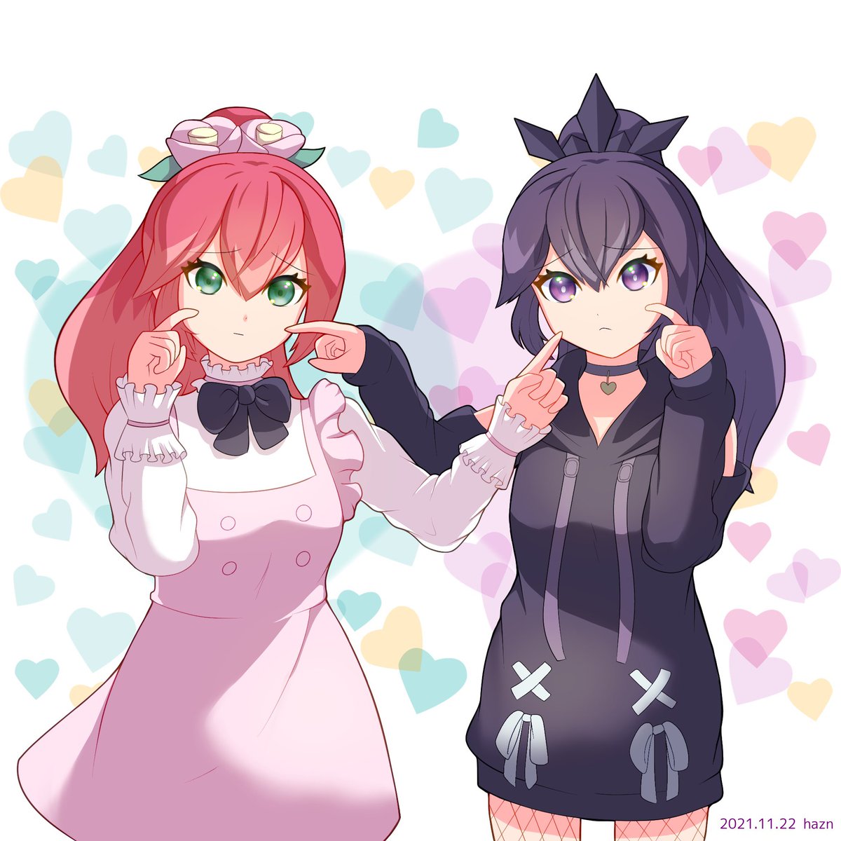 椿姫と百鬼姫でメンヘラじゃないもん #妖怪ウォッチ #ボカロ #イラスト