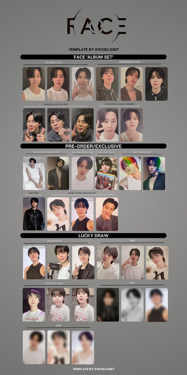 🌷 ꒰ bts jimin 'face' album photocards template ꒱ 𓂋 scans are