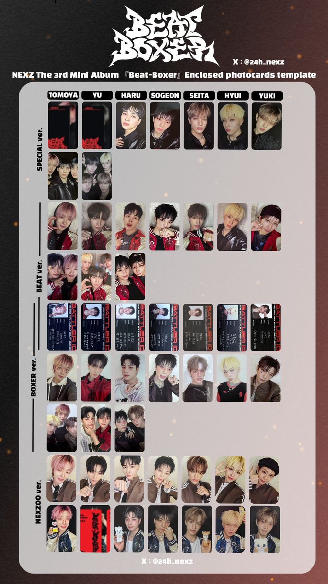 NEXZ The 3rd Mini Album『Beat-Boxer』 Enclosed photocards template