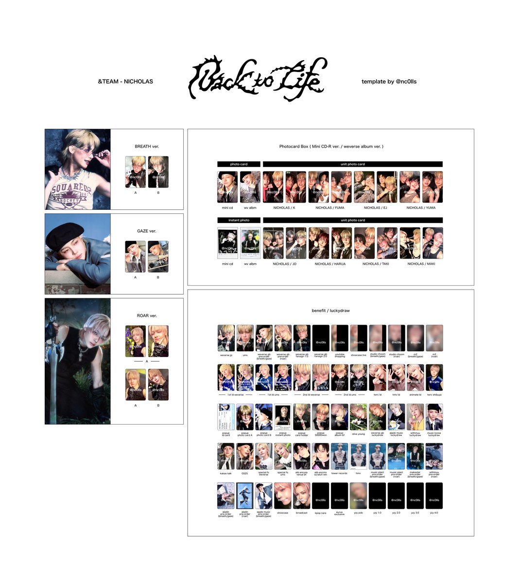 &TEAM 1st mini album 'Back to Life' photocard benefit luckydraw