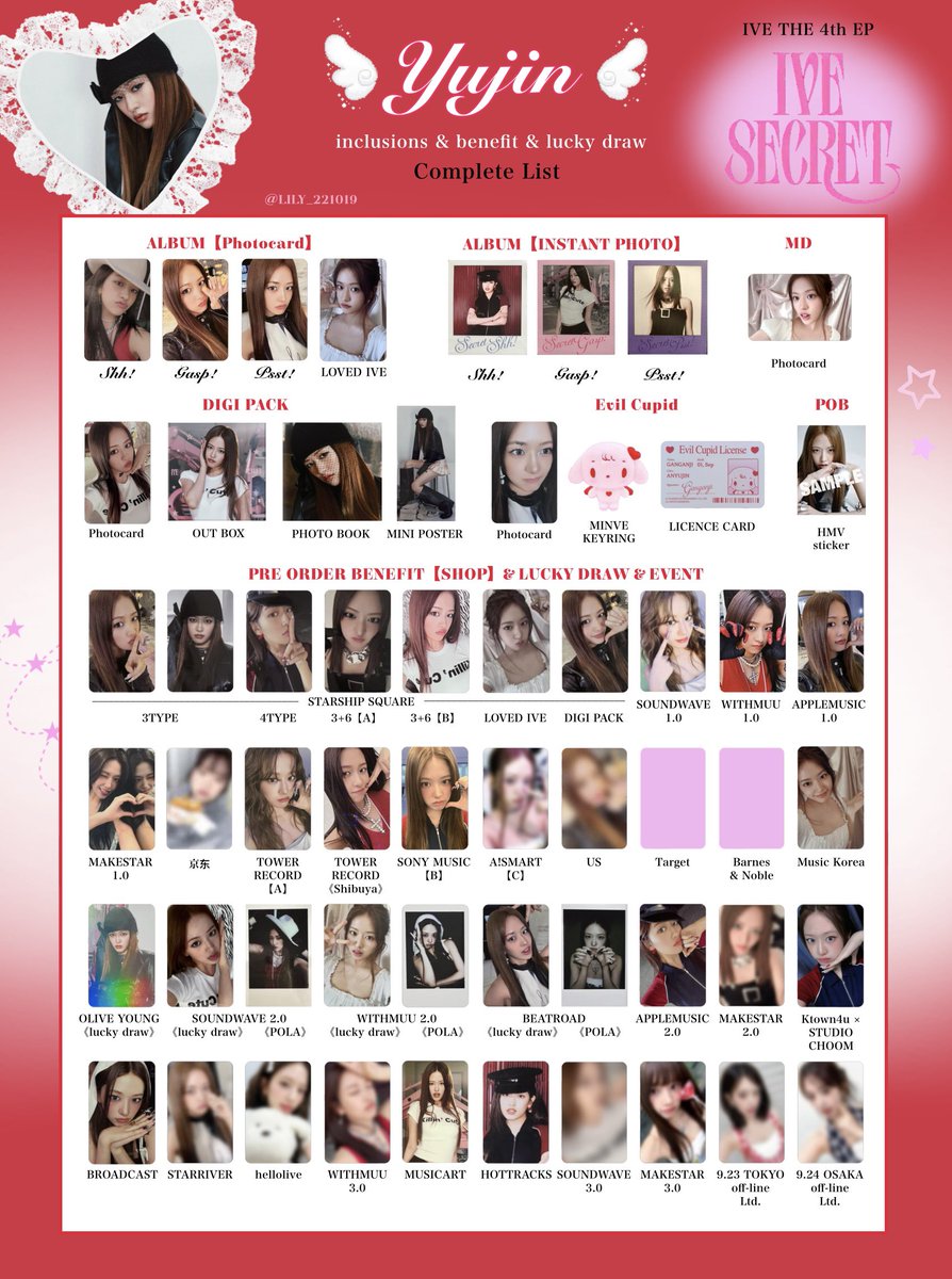 IVE SECRET】 封入&特典 トレカ 一覧 ❤️🪽Complete List ver.7 追加