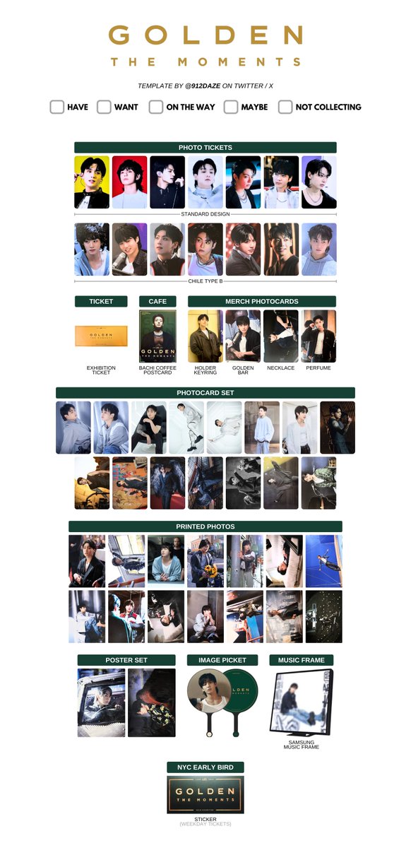 BTS JUNGKOOK JK PC PHOTOCARD WISHLIST TEMPLATES✨ ⭐️ GOLDEN THE