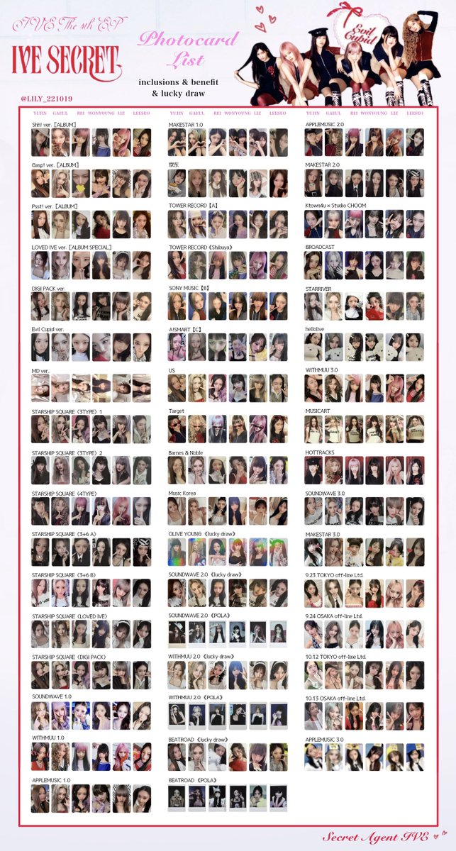 IVE SECRET 】 封入&特典 全員 トレカ 一覧 交換 🩷🪽Photocard List