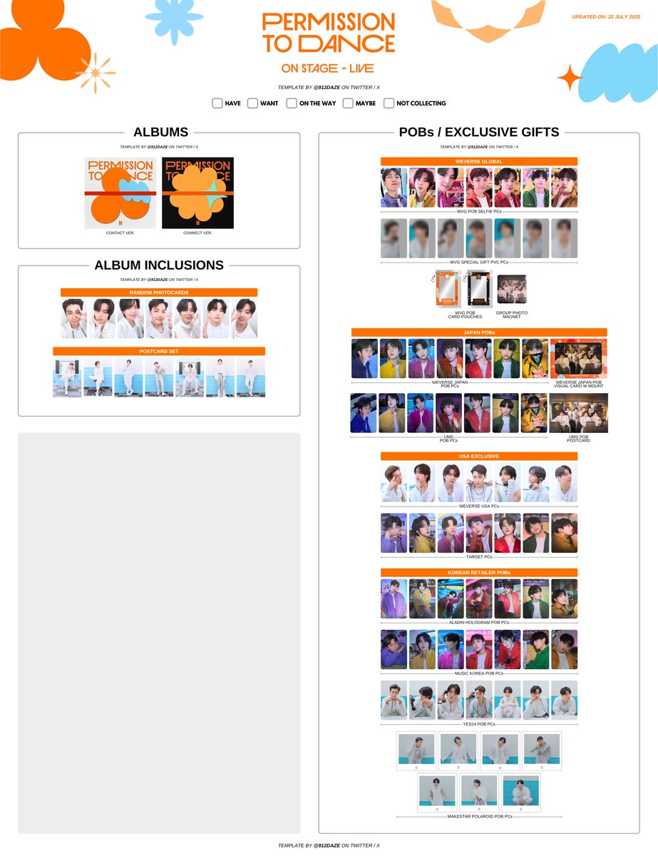 BTS PERMISSION TO DANCE ON STAGE PTD PC PHOTOCARD WISHLIST WL