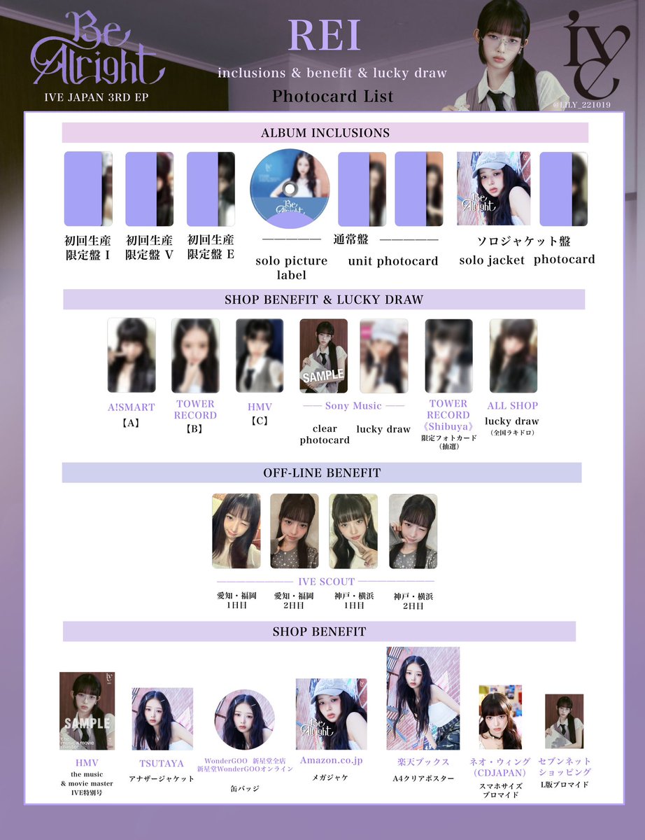 IVE JAPAN 3RD 3RD EP【Be Alright】 封入&特典 トレカ 一覧