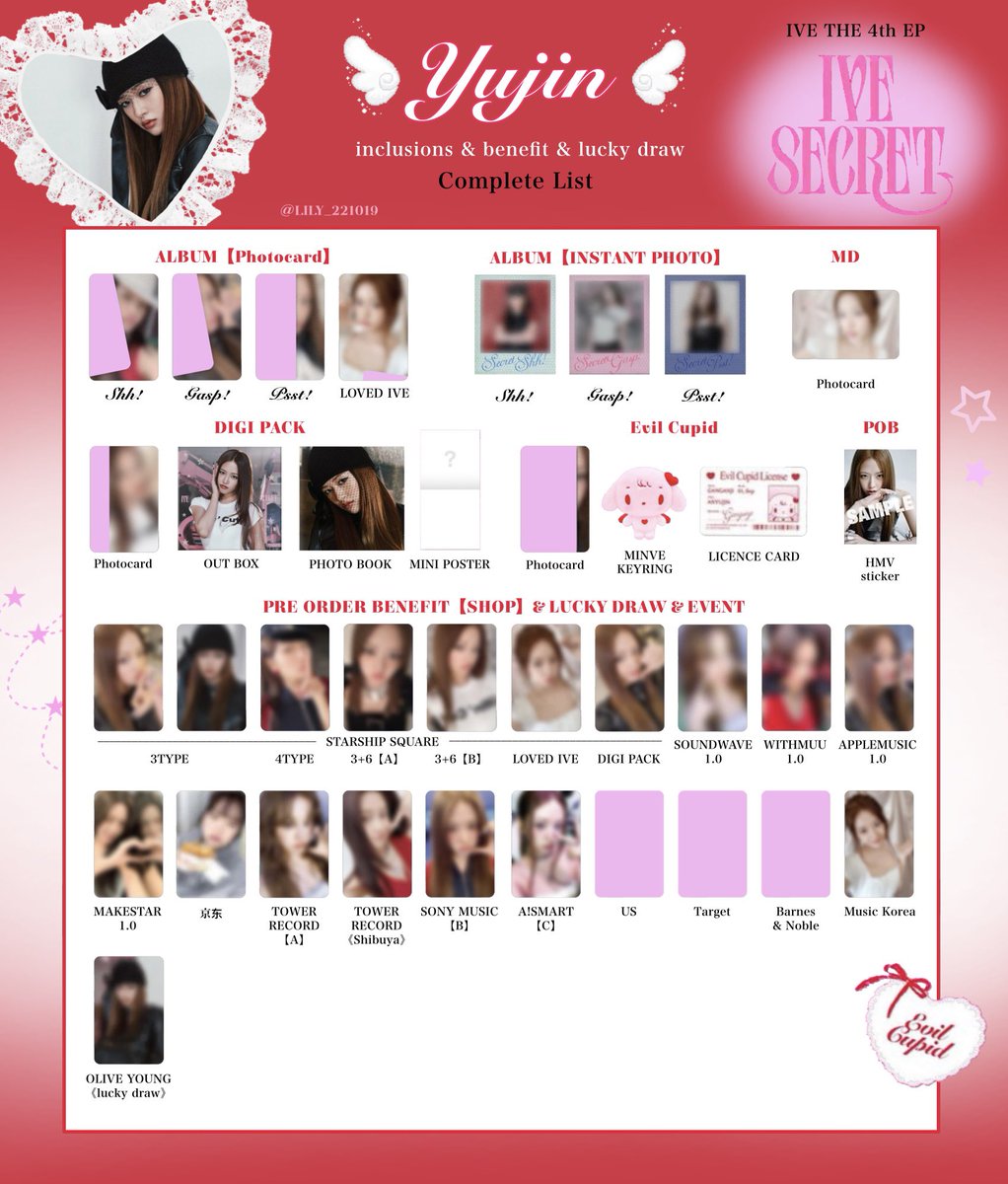 IVE SECRET】 封入&特典 トレカ 一覧 ❤️🪽Complete List ver.4 追加
