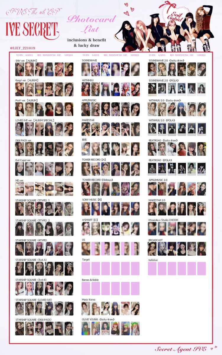 IVE SECRET】 封入&特典 全員 トレカ 一覧 🩷🪽Photocard List ver.6