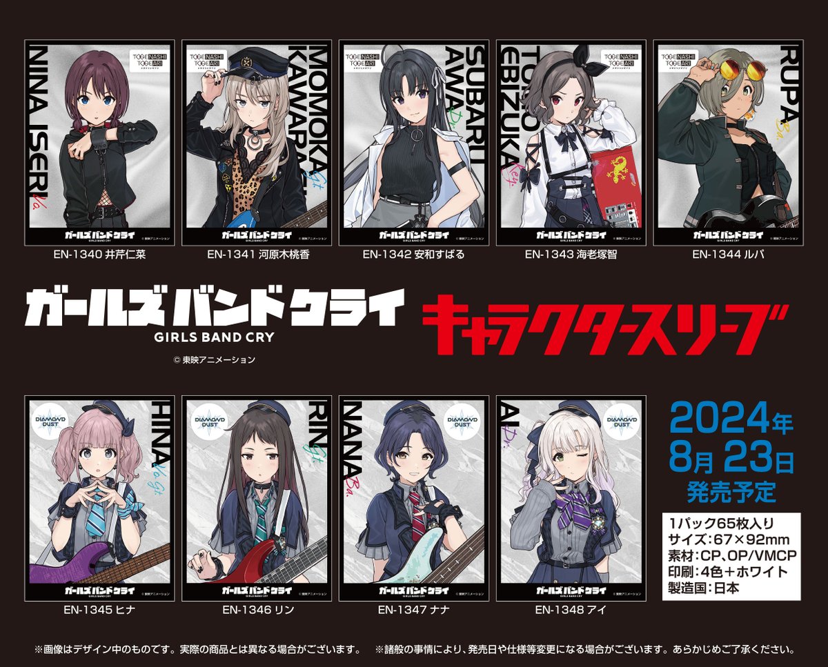 エンスカイ新商品情報】ガールズバンドクライのキャラクタースリーブが