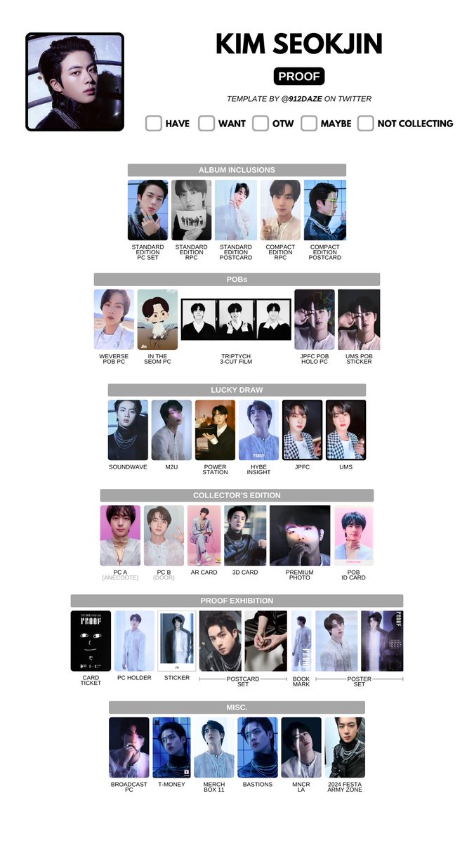 BTS ALBUM MERCH MD MERCHANDISE PC PHOTOCARDS WISHLIST WL TEMPLATES