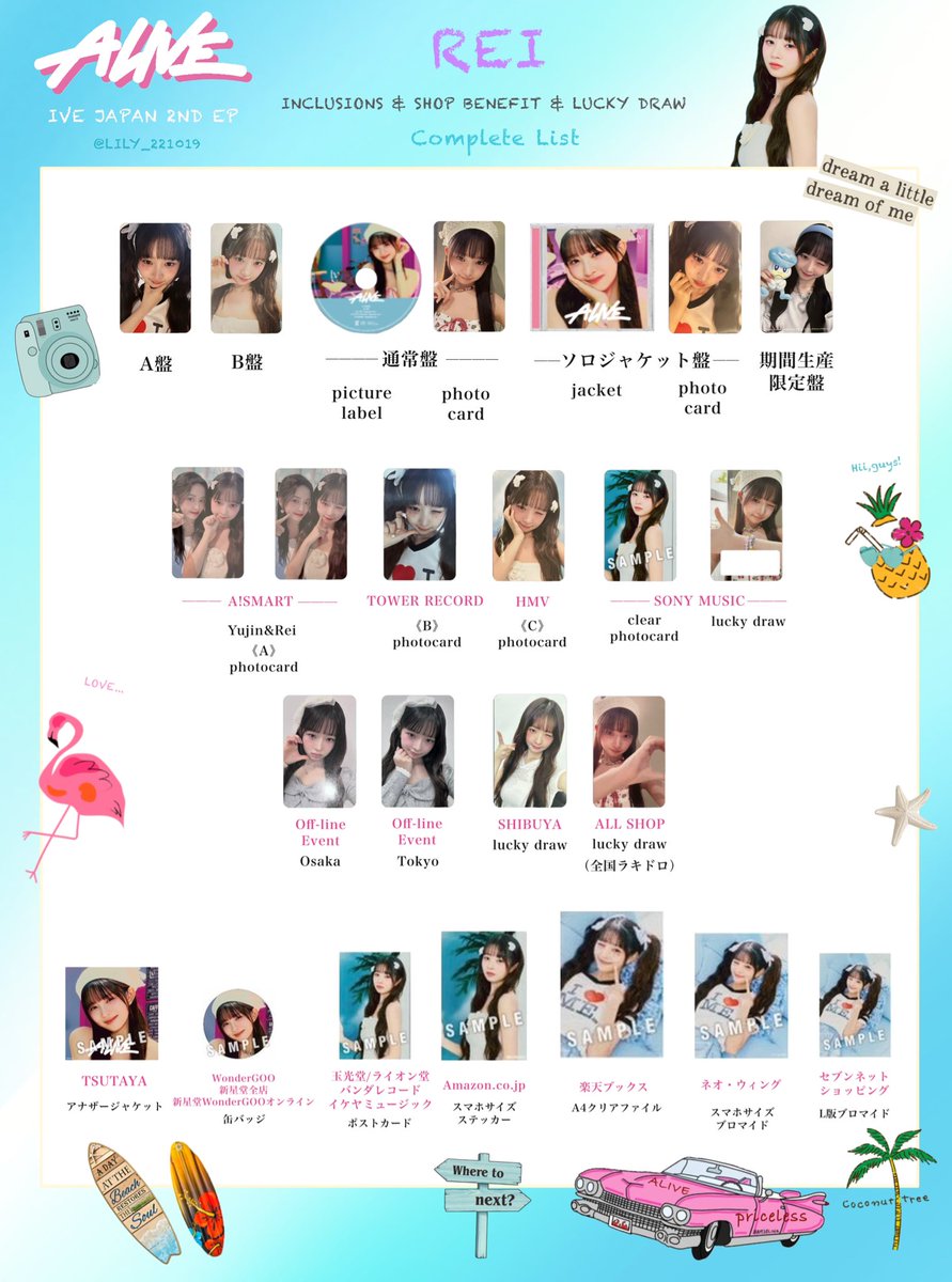 ALIVE】 IVE JAPAN 2ND EP メンバー別 封入&特典 トレカ一覧