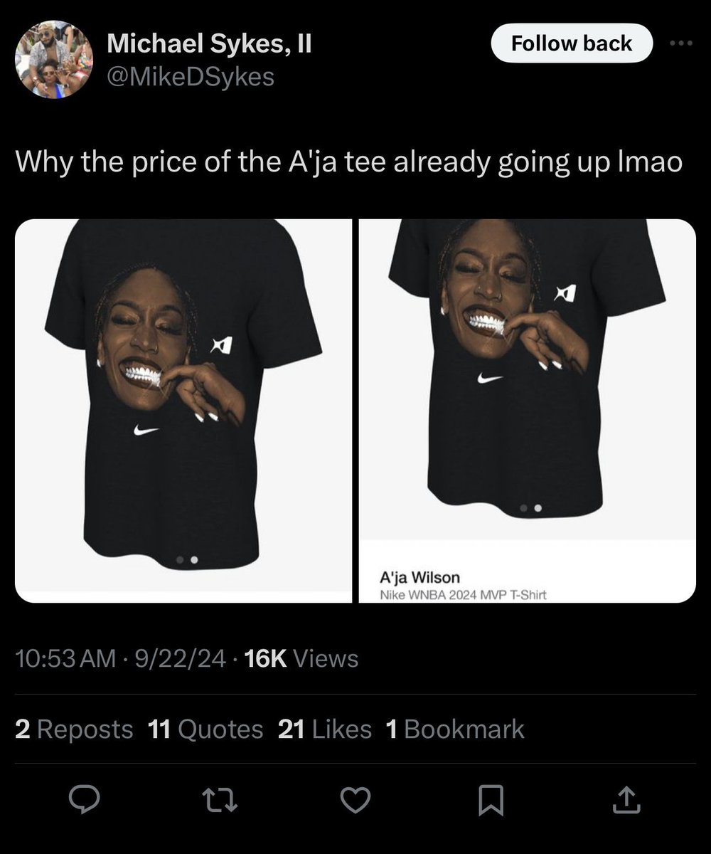 Nike has raised the price of their A'ja Wilson Tee 😬📈 Las Vegas
