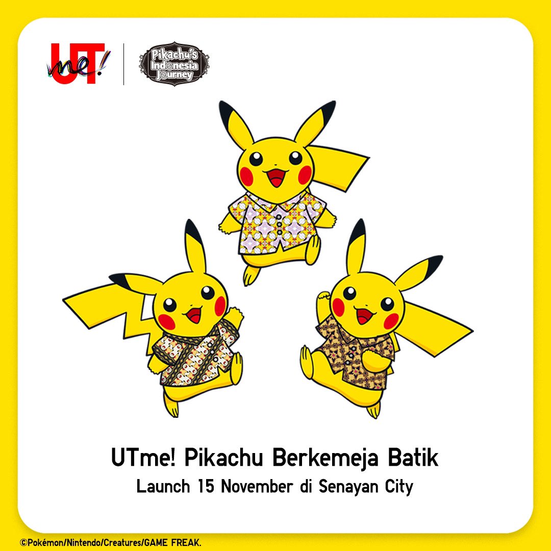 バティックシャツを着たピカチュウ PIKACHU BATIK 4枚セット
