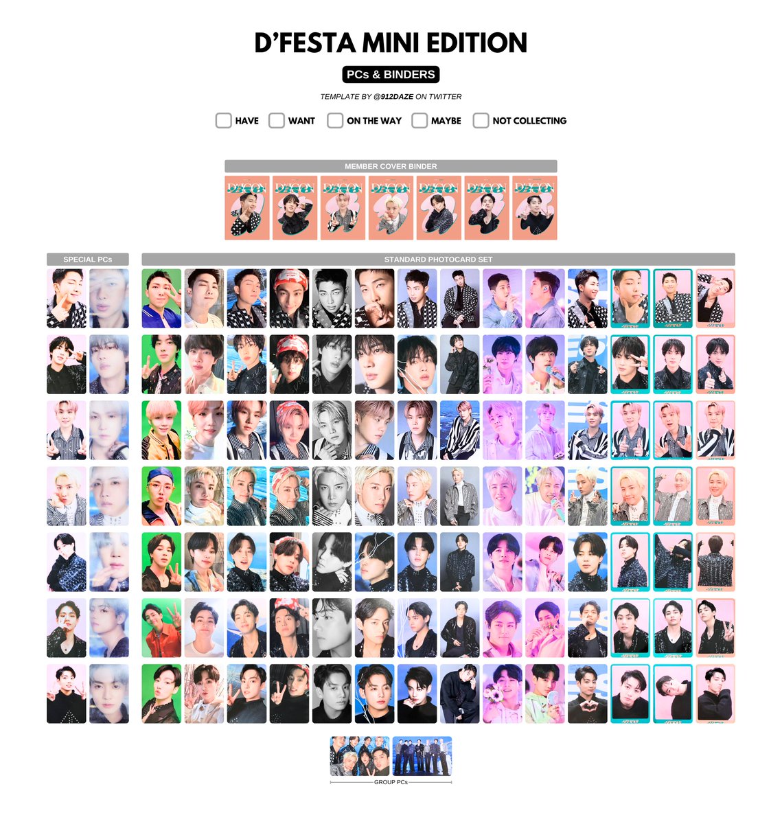 BTS DICON MAGAZINE PHOTOBOOK PC PHOTOCARD WL WISHLIST TEMPLATE