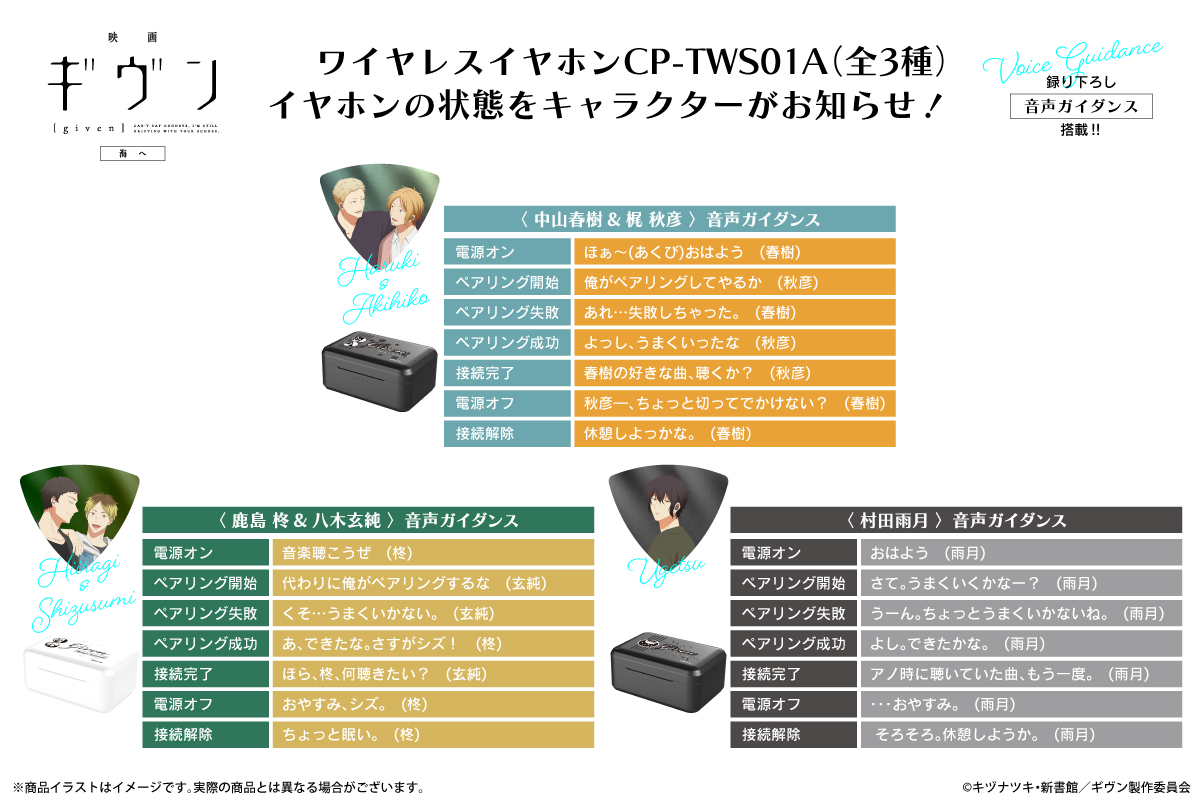 映画 ギヴン 海へ』録り下ろしボイス搭載コラボワイヤレスイヤホン受注