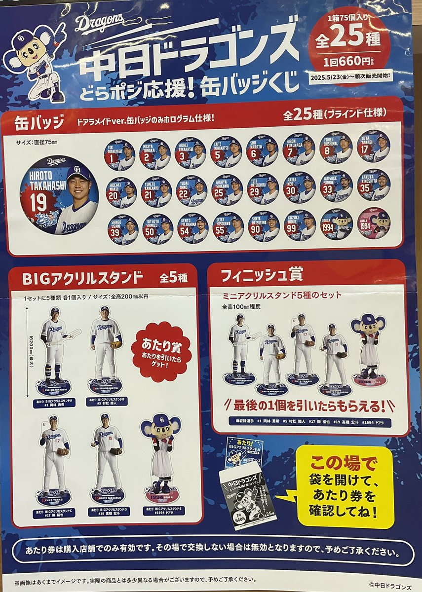 🍀キャラクターコーナー🍀 明日5/23(金)〜発売🙌🏻 「中日ドラゴンズ