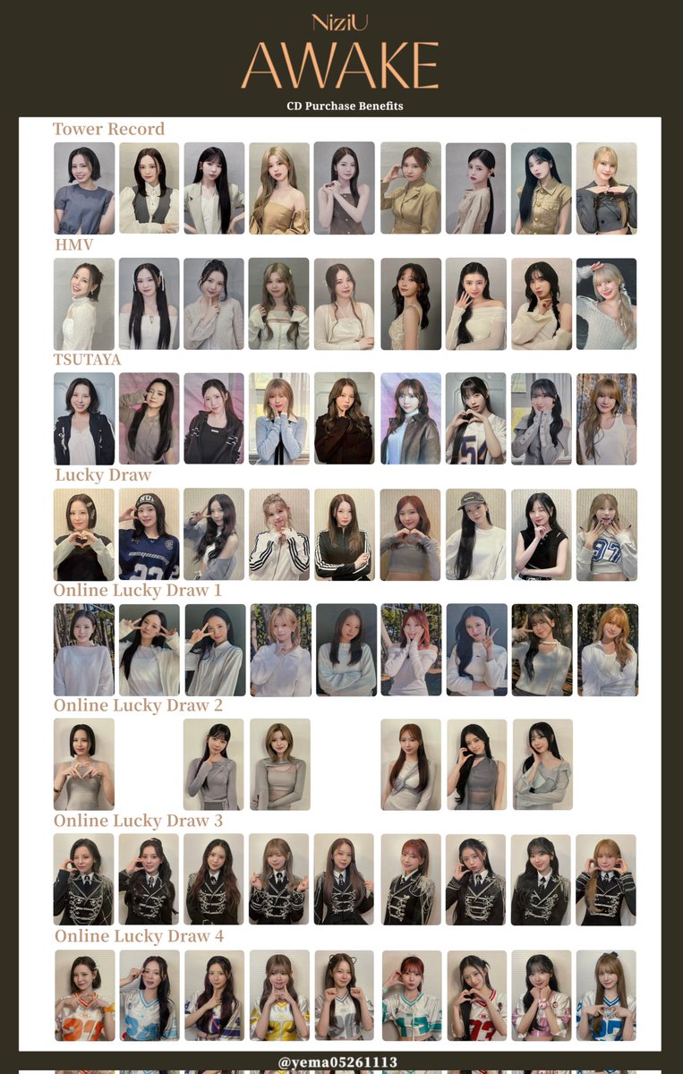✦ 𝐍𝐢𝐳𝐢𝐔 𝐀𝐖𝐀𝐊𝐄 🤎 CD 特典 オンラインラキドロ トレカ一覧