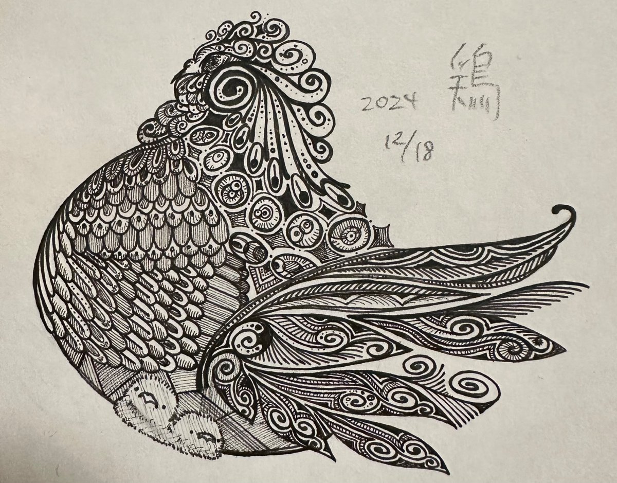 ごくごく過去の一年以上前の緻密な鶏 我ながらこの絵はすげえなと