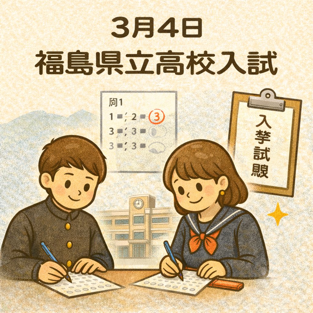 今日は県立高校入試が実施される日ですね。雪ではないですが、雨で交通