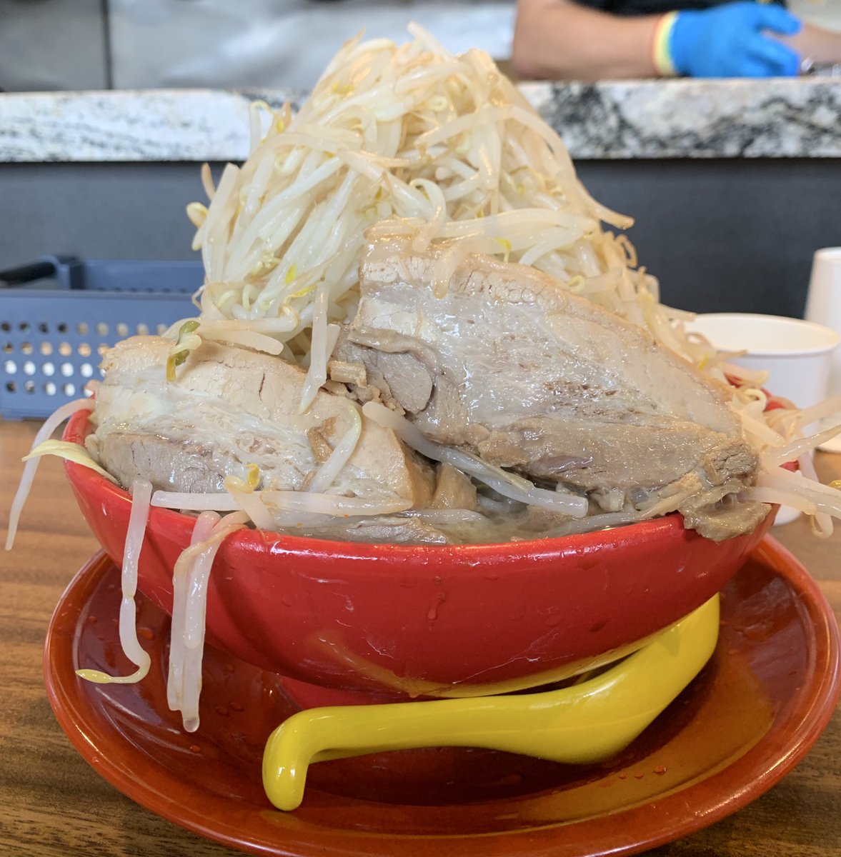 もやしベローんしてすみません❗️ ヤサイマシマシありがとうござい