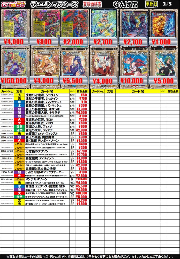 デュエルマスターズ #デュエマ 買取情報】 🔥最新弾買取情報