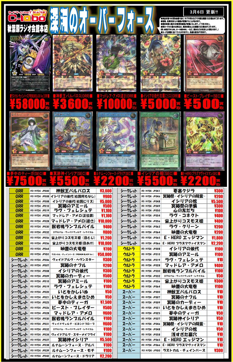 ラッシュデュエル買取情報】 ☄深淵のオーバーフォース☄ 買取表更新