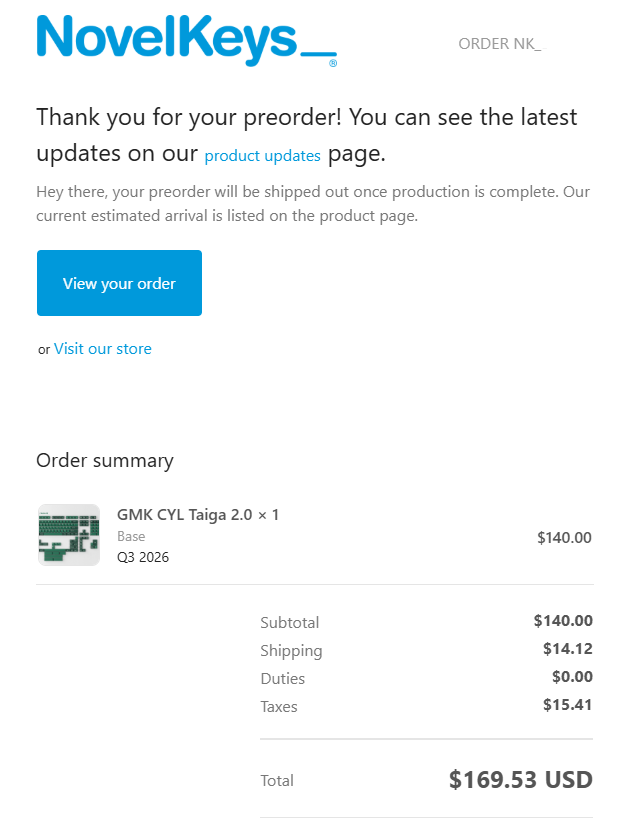 GMK Taigaキターーーーーー ずっと欲しかったキーキャップの一つだから