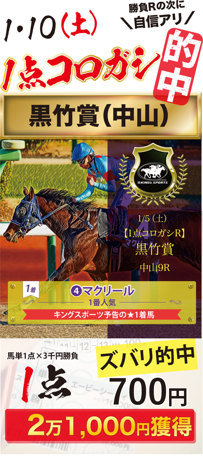 フェアリーS 2026【穴馬/予想】1/10（土）の大勝利に続く「2年連続的