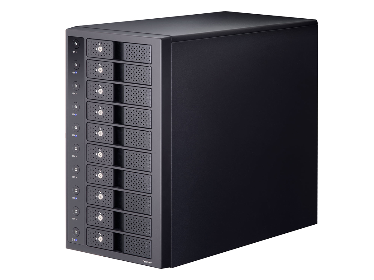 センチュリー、240TBのストレージを実現できる10ベイのUSB HDDケース