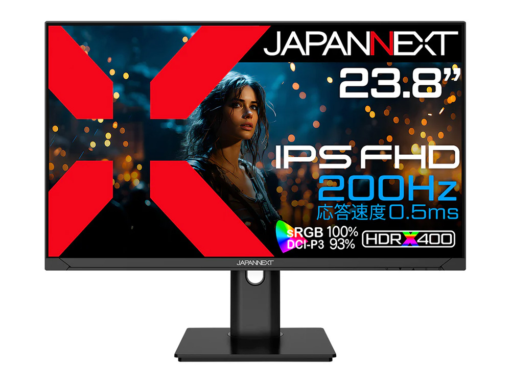 JAPANNEXT、200Hz/USB Type-C対応23.8型ゲーミングモニターなど2機種